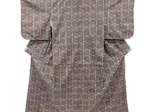 亀甲に花・扇模様織出し西陣伝承紬着物アンサンブル